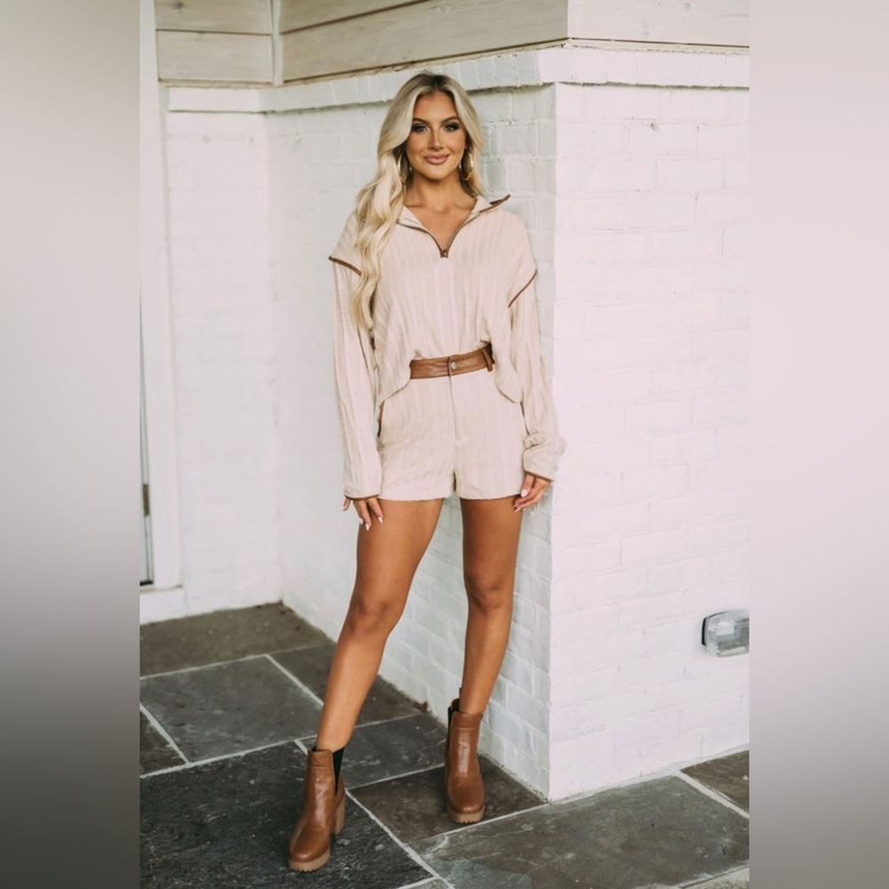 Leather Cropped Knit Top